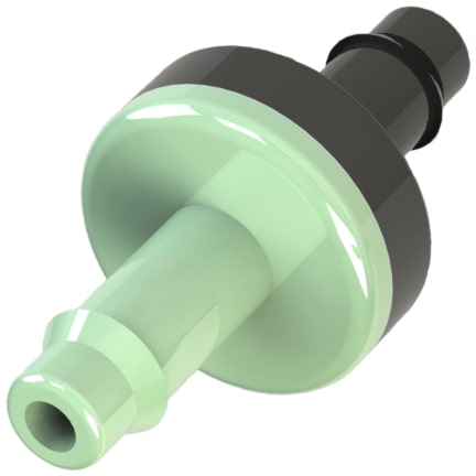 Typical plastic barb-by-barb diaphragm plastic check valve.