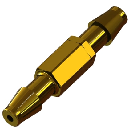ISM CVAM series brass barb-by-barb spring-loaded piston check valve.