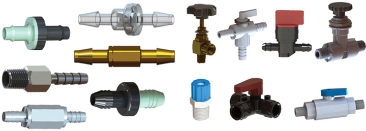 A sampling of miniature flow control valves designs and materials from ISM.