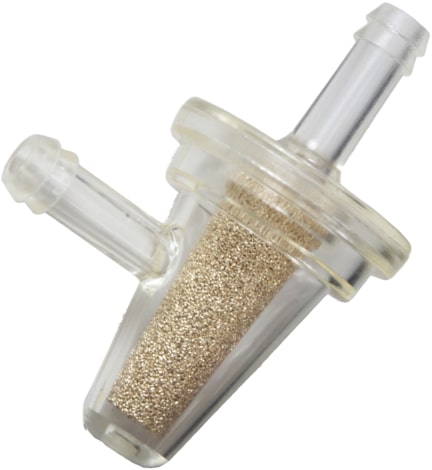 8423-01-9909 porous sintered bronze element plastic elbow fuel filter made by ITW Fastex®. Click this image to find out more about these plastic inline filters.