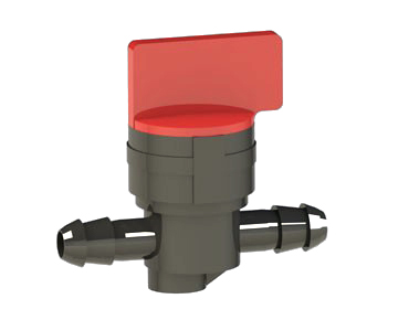 Q-Turn ¼ inch Hose Barb In-Line Fuel Valve with Fluorosilicone Seals, Buna-N Bushing, Nylon Body & Handle. 