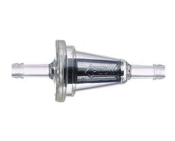125 micron ¼ inch  Hose Barb In-Line Fuel Filter with Polyester Element and Clear PET Housing.