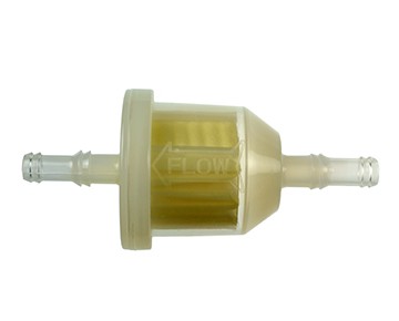 30 micron Hose Barb Universal Filter overmolded polypropylene support w/ Polymer treated paper media and nylon housing.