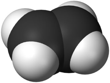 A 3D model of an ethylene molecule.