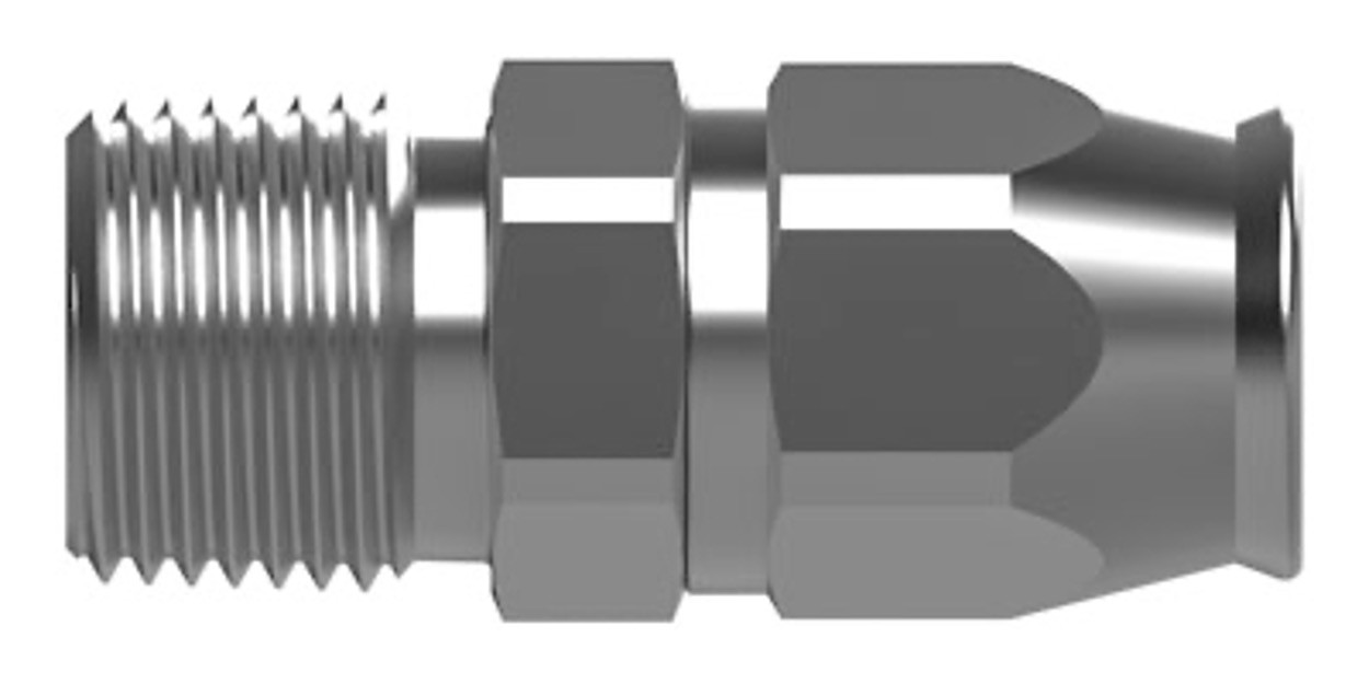 rendering of a metal compression fitting with male threads