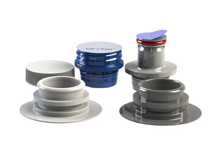 A sample selection of the types of the Dispensing Fitments Products carried by ISM.