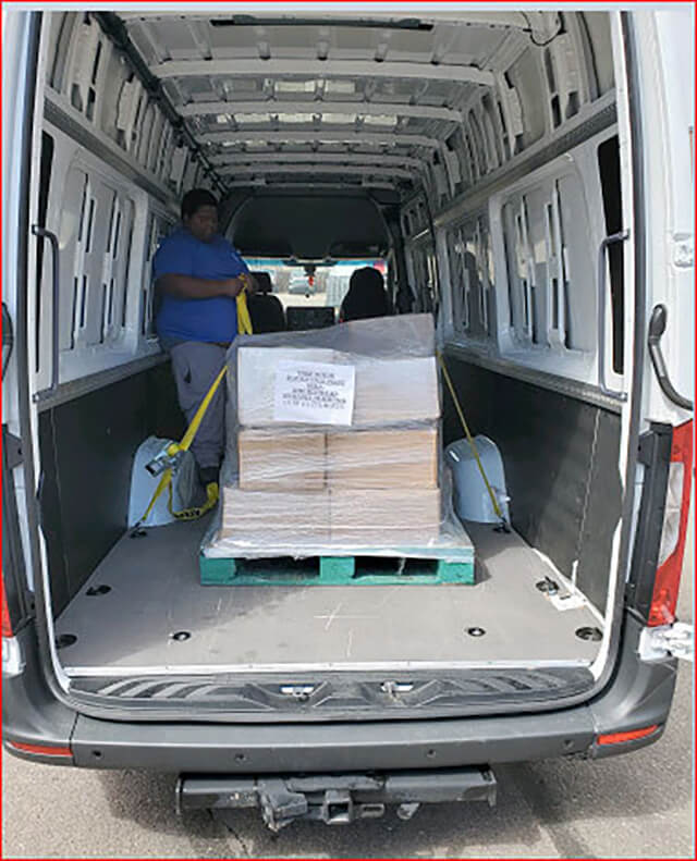 First shipment from ISM in a van getting ready to head to Ford Motor Company.