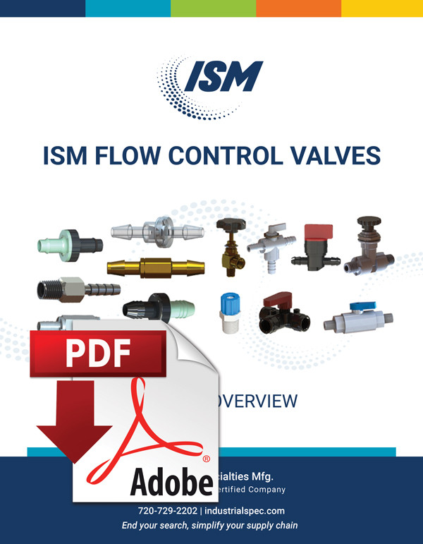 Front cover of the ISM Miniature Flow Control Valves catalog. Click here to get the catalog.