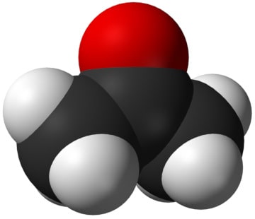 A 3D model of an acetone molecule.