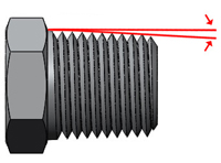 Image of the side view of a fitting showing tapered threads linking to the ISM blog post - Tapered Pipe Threads and Fittings: Making The Connection.