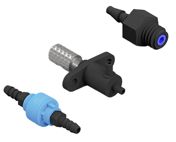 Selection of miniature needle valves and orifices. 