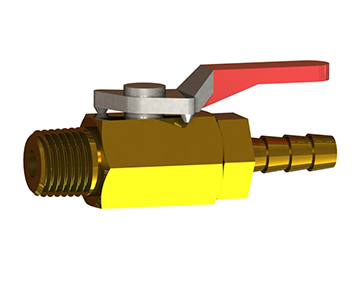 3 D model of the B B V C series two way brass ball valve offered by I S M.