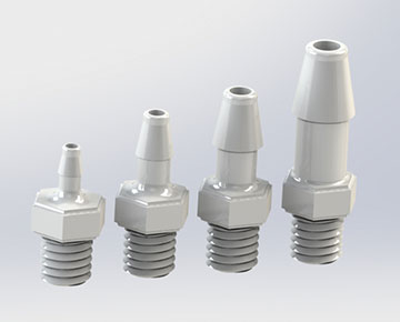 10-32 tapered thread barb to 1-6 ID tube Air Fitting 