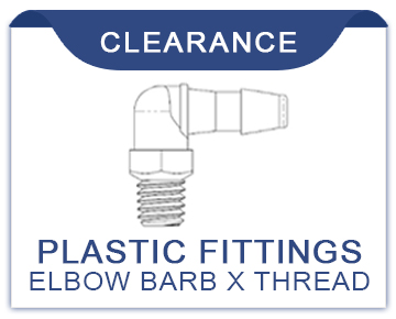 Elbow Barb x Thread Plastic Fittings on Clearance