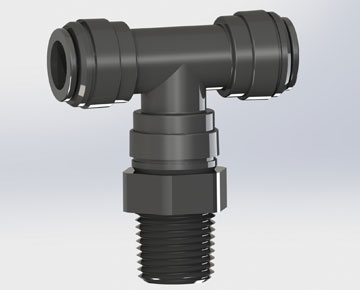 QBT Series - Metric - Male BSPT x Push-In Swivel Branch Tee