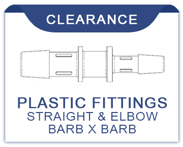 Straight & Elbow Barb x Barb Plastic Fittings on Clearance